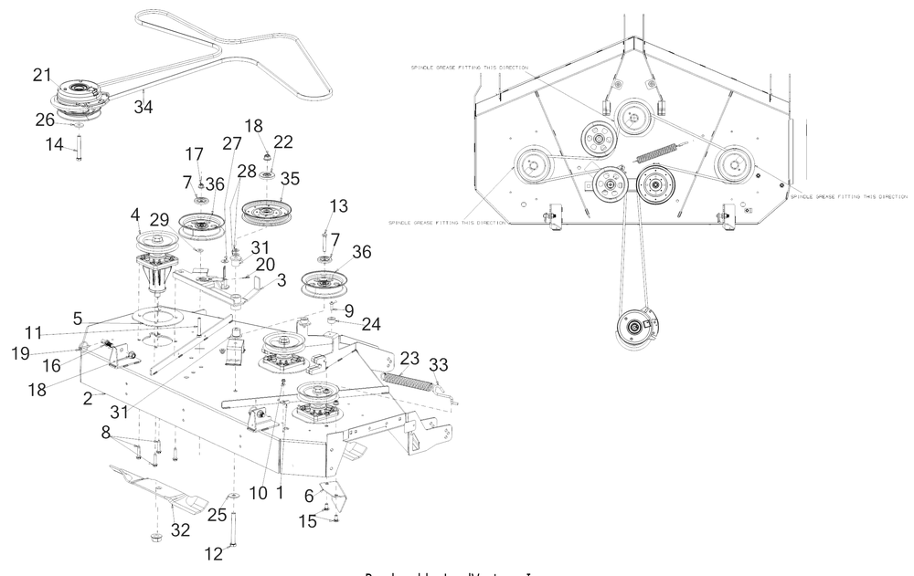 Deck Diagram and Parts List for Z-FORCELX54KW (17AIDAUC010)(2018) Cub Cadet Lawn Tractor